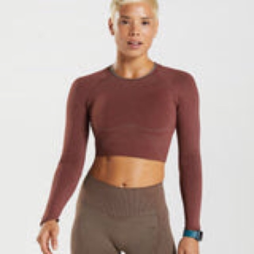 Gymshark Apex Crop Top in Brown Truffle